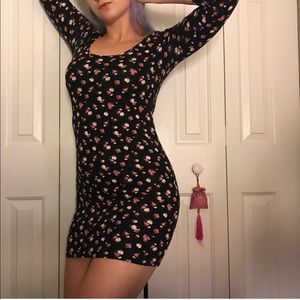 NWOT Black floral bodycon dress